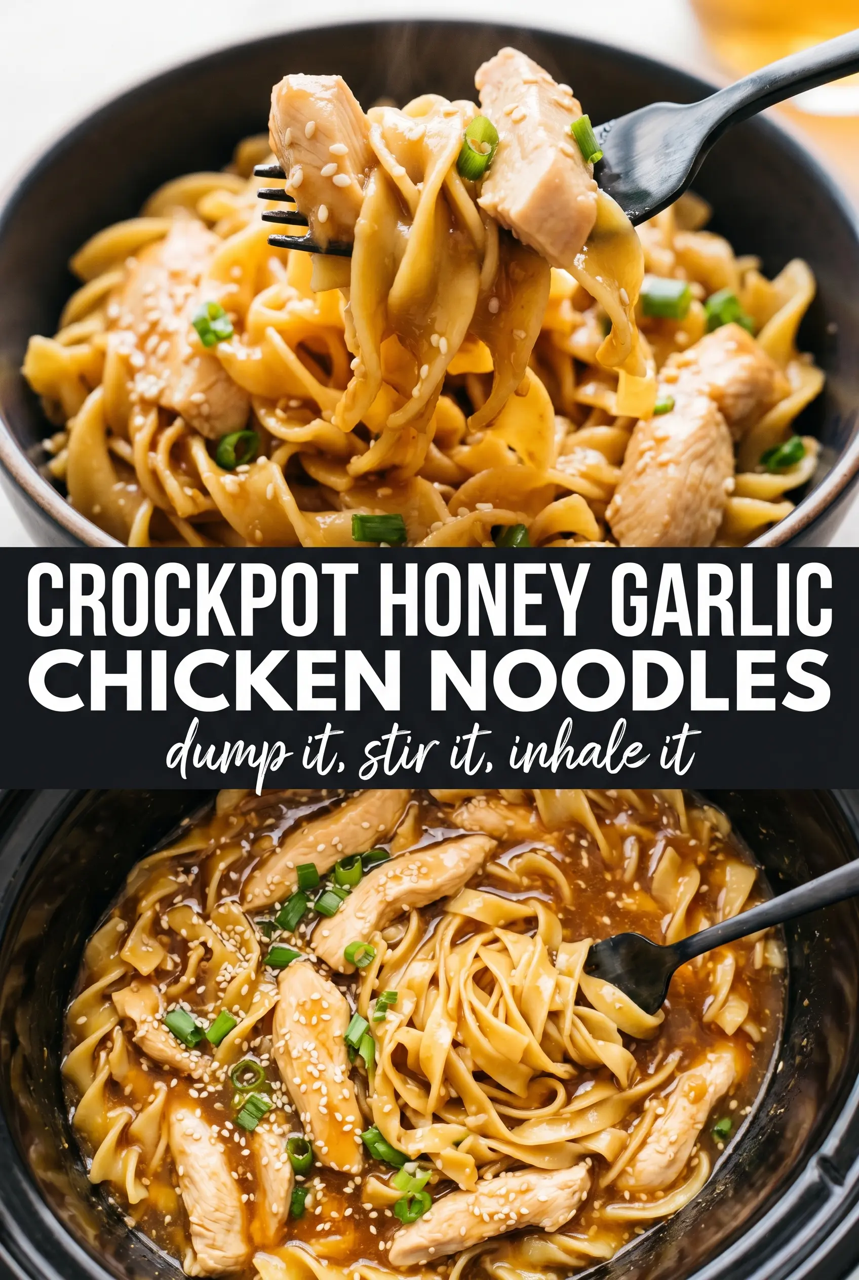 Crockpot Honey Garlic Chicken Noodles