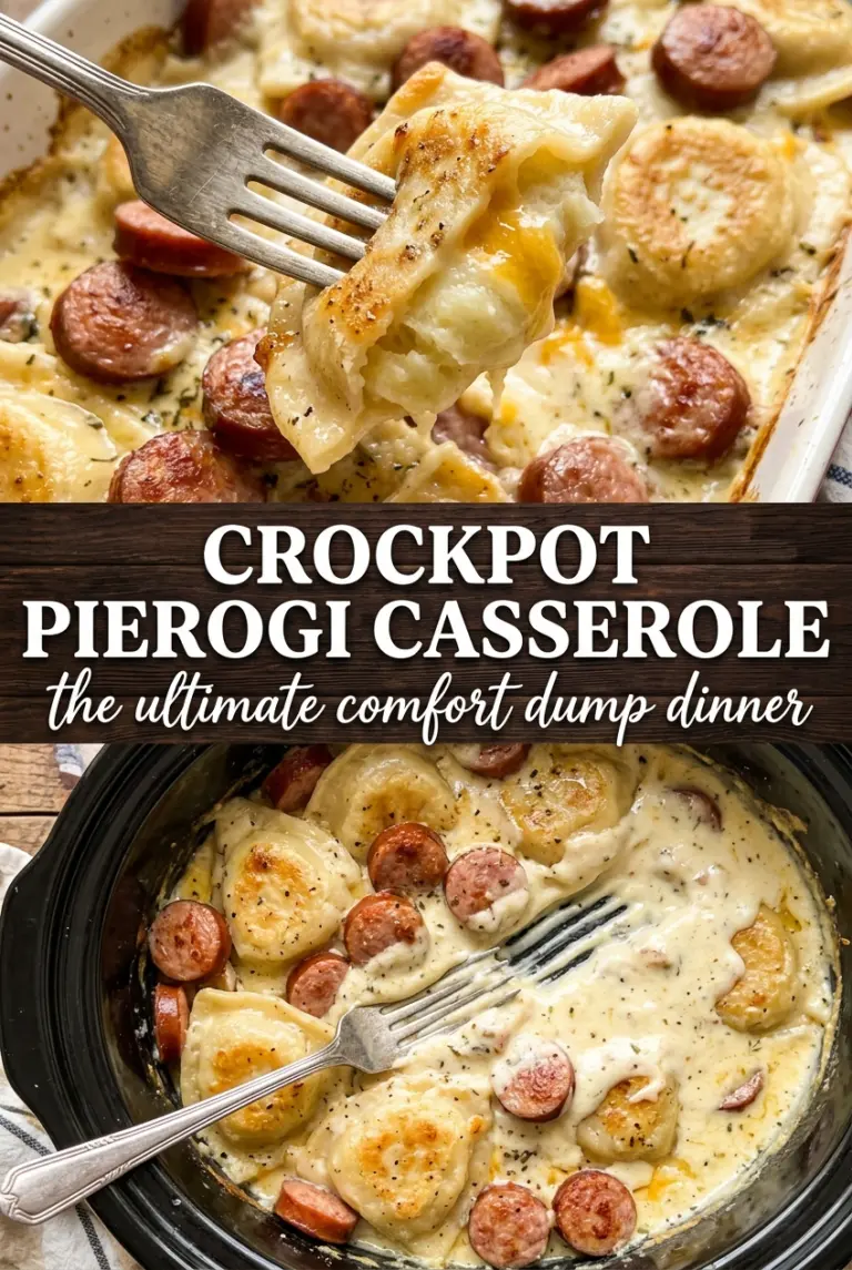 Crockpot Pierogi Casserole with Kielbasa