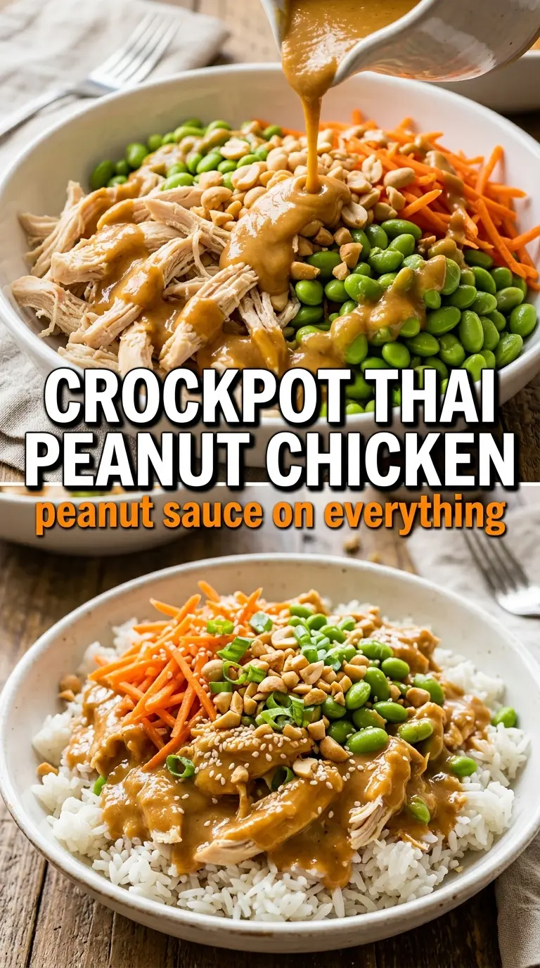 Crockpot Thai Peanut Chicken creamy peanut sauce