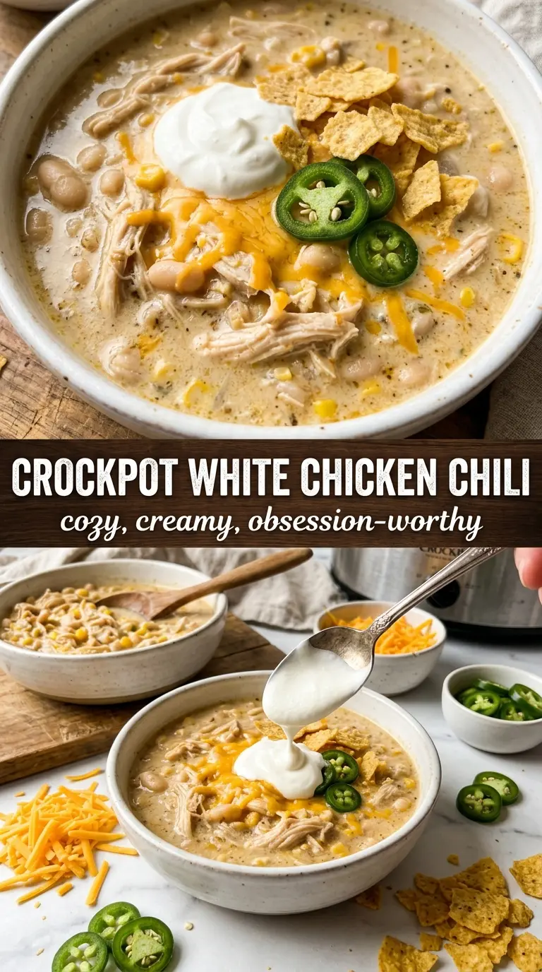 Crockpot White Chicken Chili with Cream Cheese creamy Tex-Mex