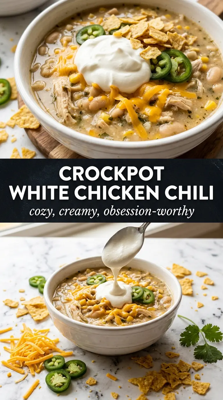 Crockpot White Chicken Chili with Cream Cheese creamy Tex-Mex chili