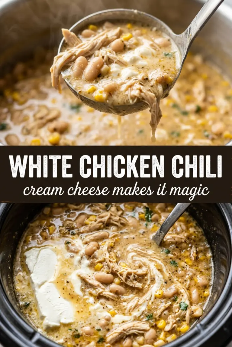 Crockpot White Chicken Chili with Cream Cheese