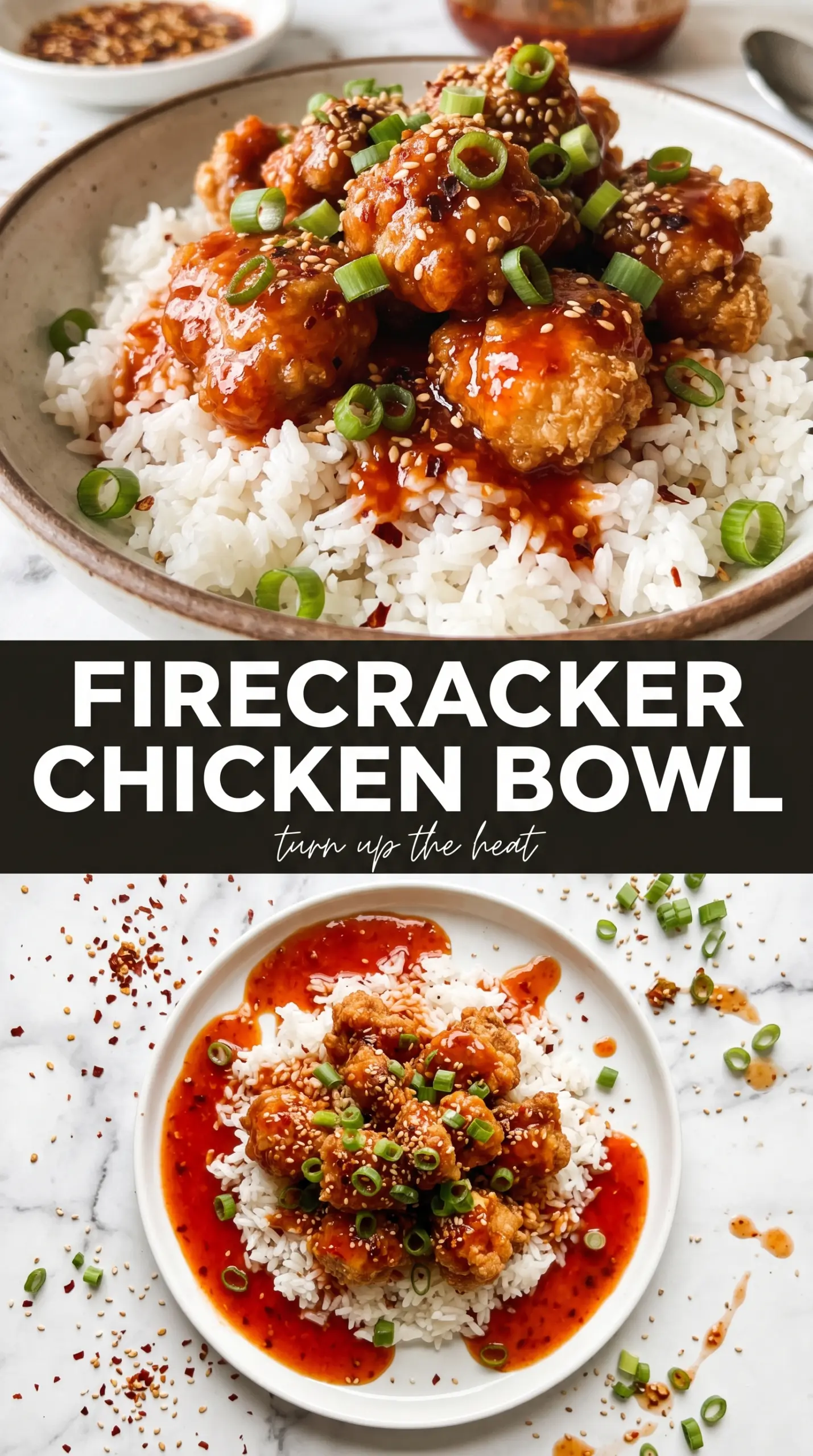 Cooked chicken with sauce and toppings