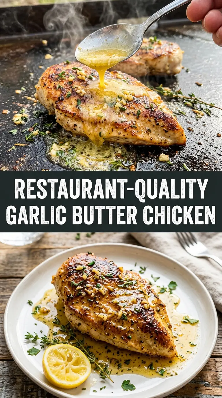 Garlic Butter Chicken golden skillet chicken, buttery sauce, parsley garnish