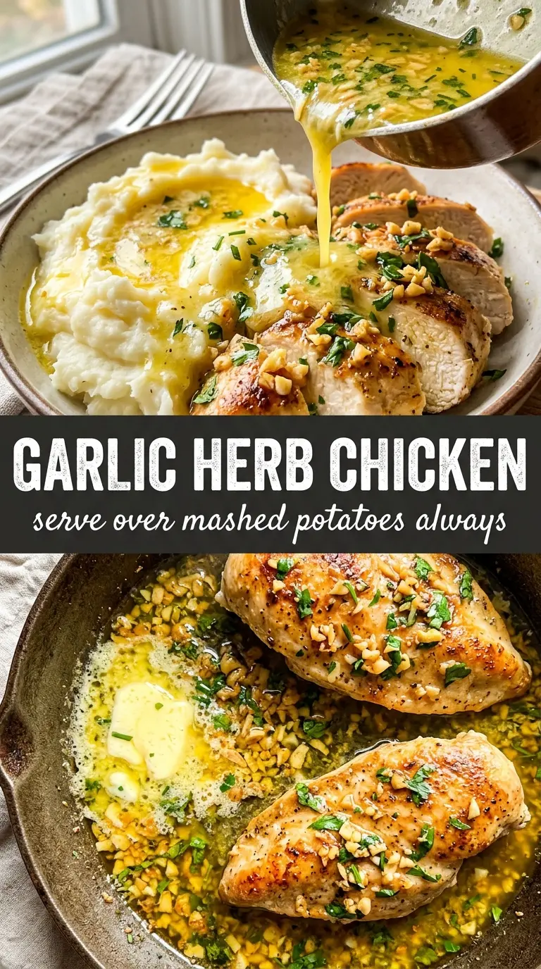 Garlic Herb Chicken Breast with Mashed Potatoes, creamy, savory, comforting