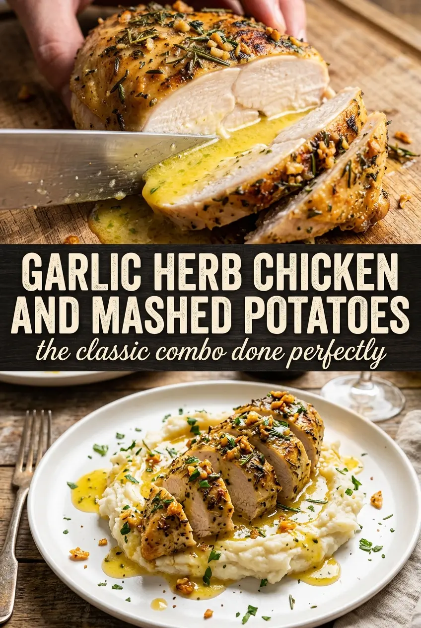 Garlic Herb Chicken Breast with Mashed Potatoes