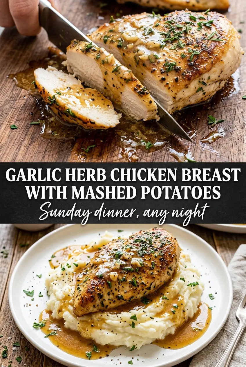 Garlic Herb Chicken Breast with Mashed Potatoes