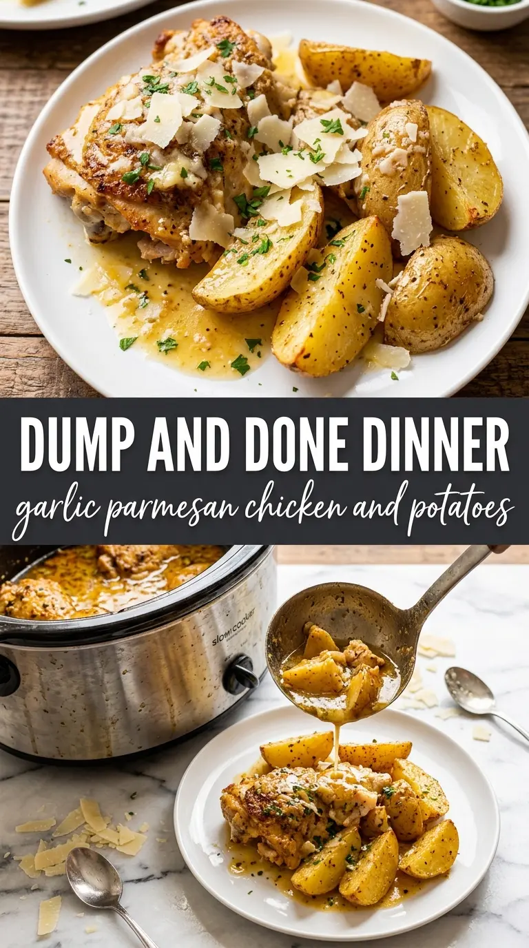 Garlic Parmesan Crockpot Chicken and Potatoes slow cooker creamy