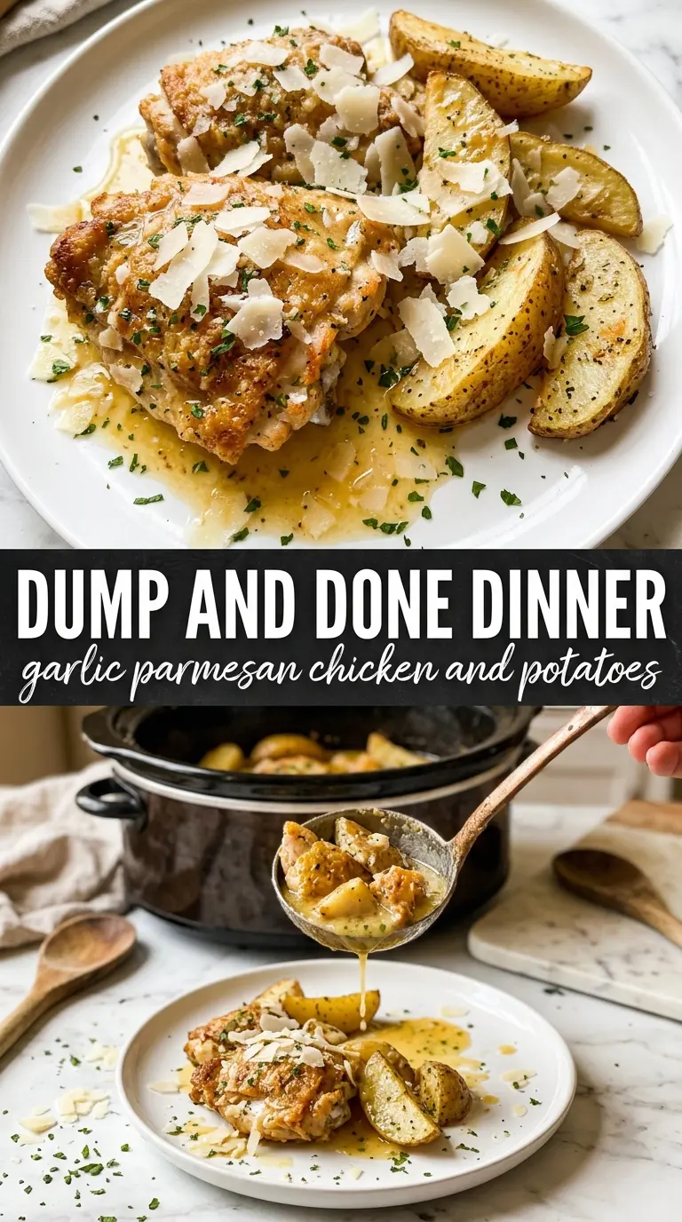 Garlic Parmesan Crockpot Chicken and Potatoes creamy garlicky tender