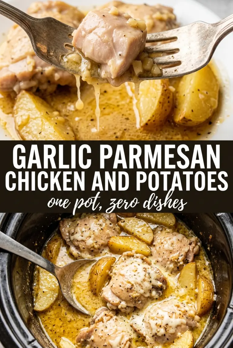 Garlic Parmesan Crockpot Chicken and Potatoes