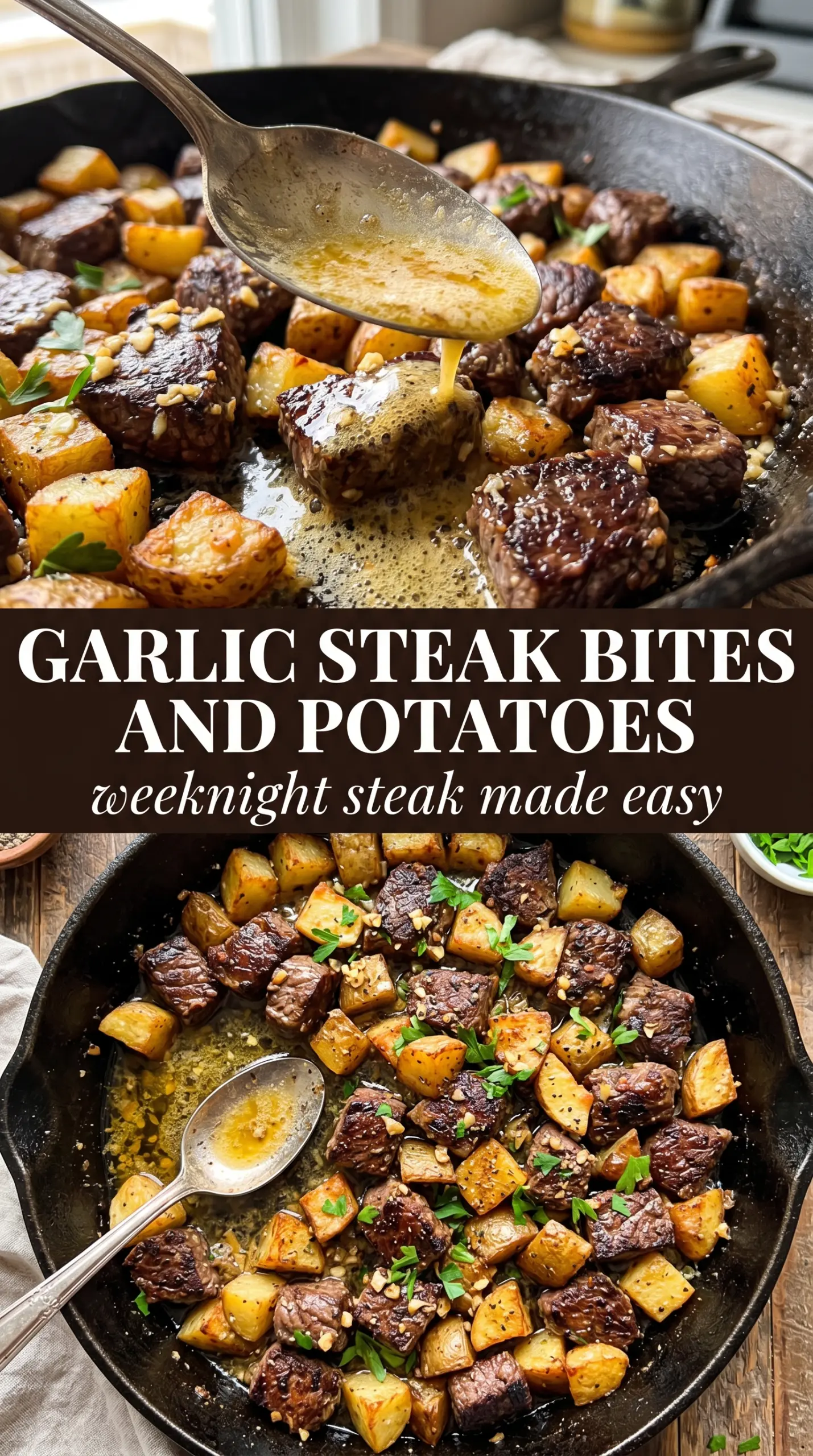 Cooked skillet dish ready to serve