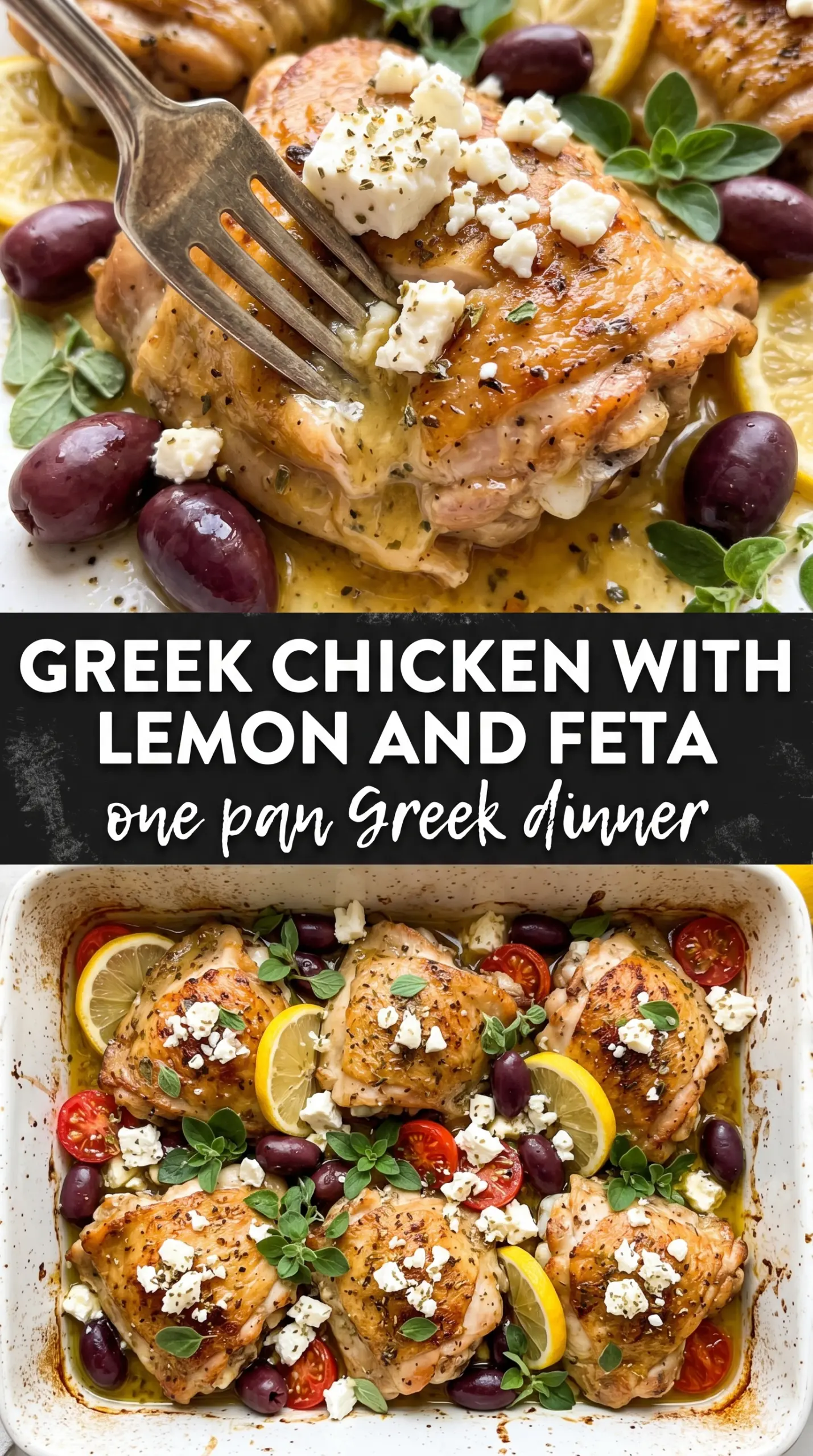 Greek chicken with lemon and feta, golden and savory