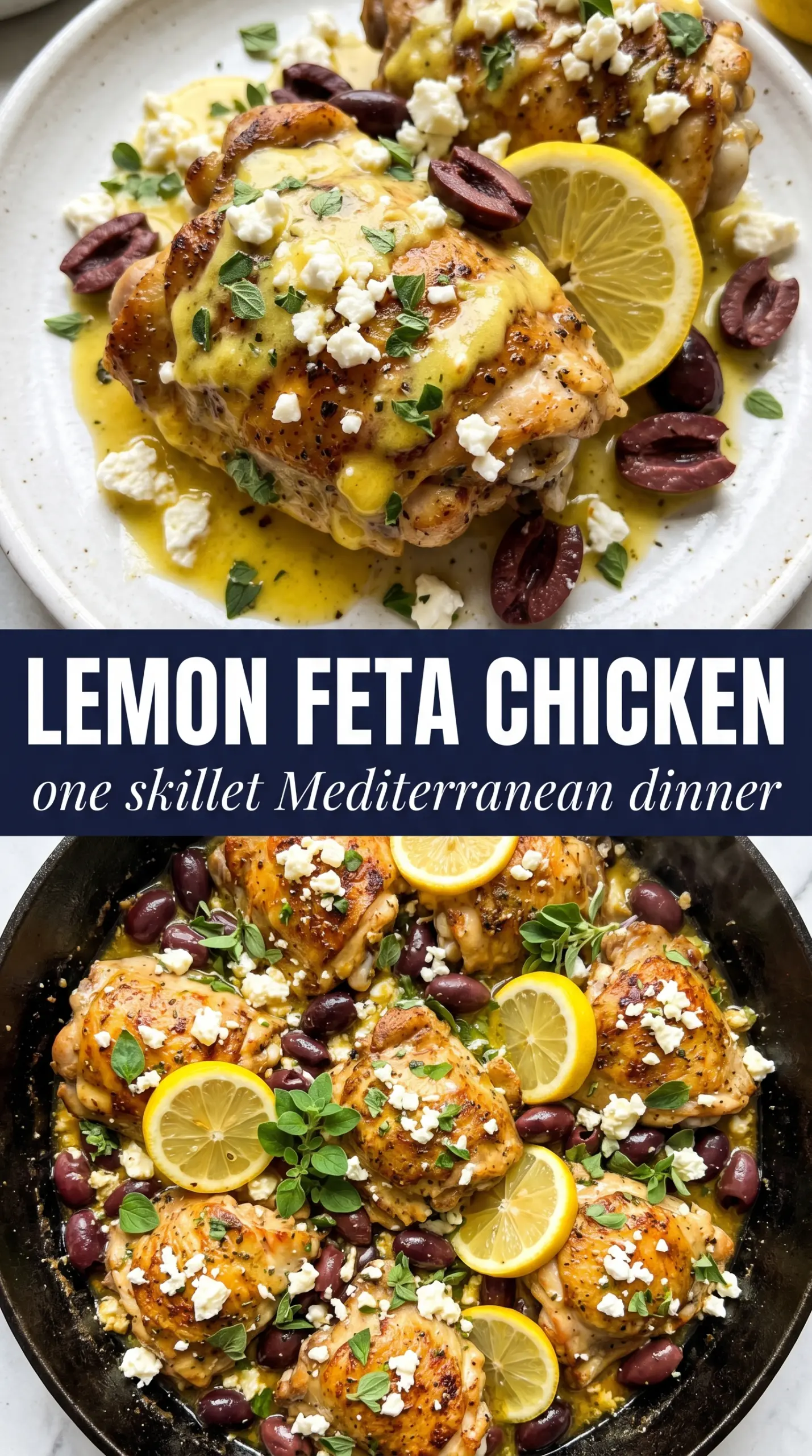 Greek Chicken with Lemon and Feta, golden roasted, lemony, savory