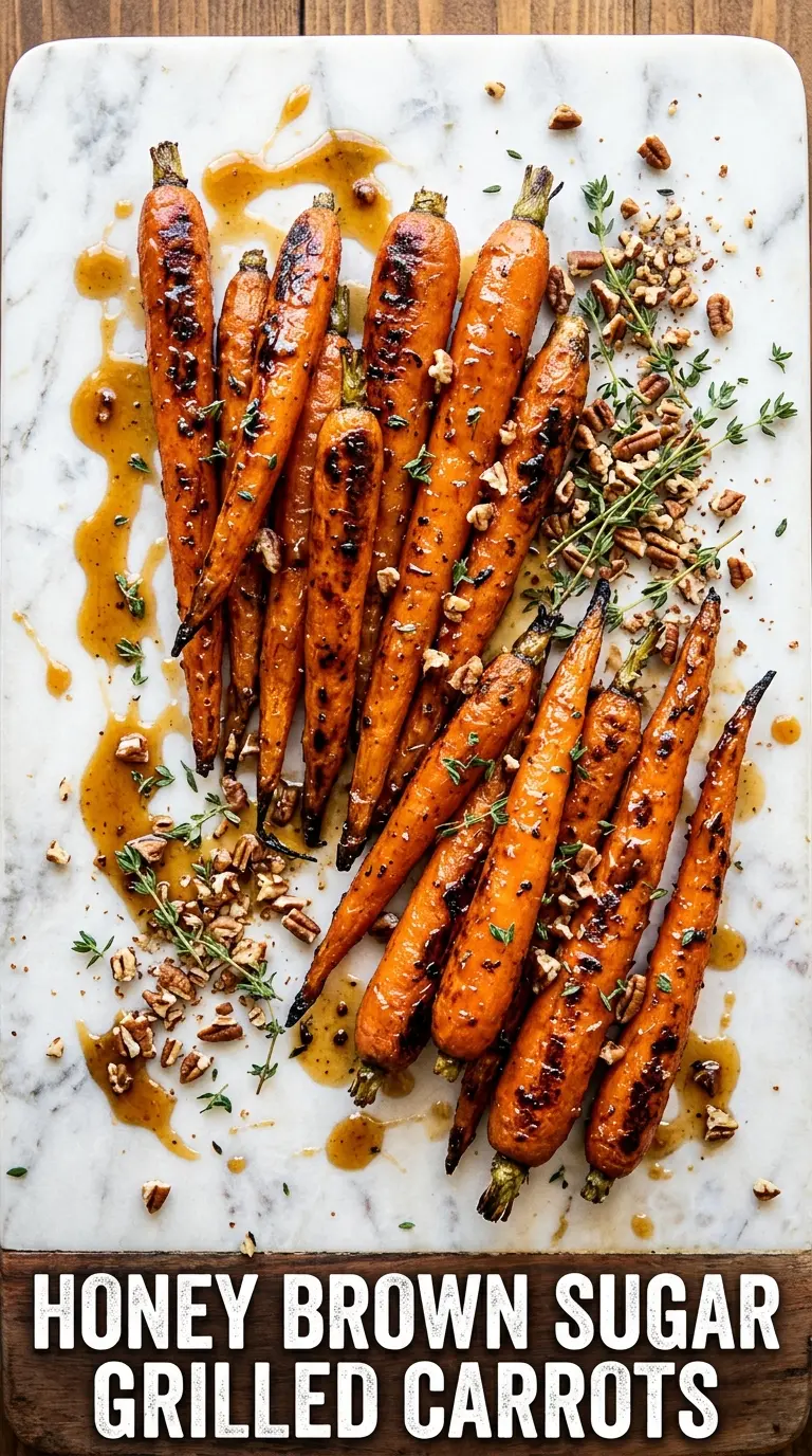 Grilled Carrots with Honey Brown Sugar Glaze caramelized glossy charred