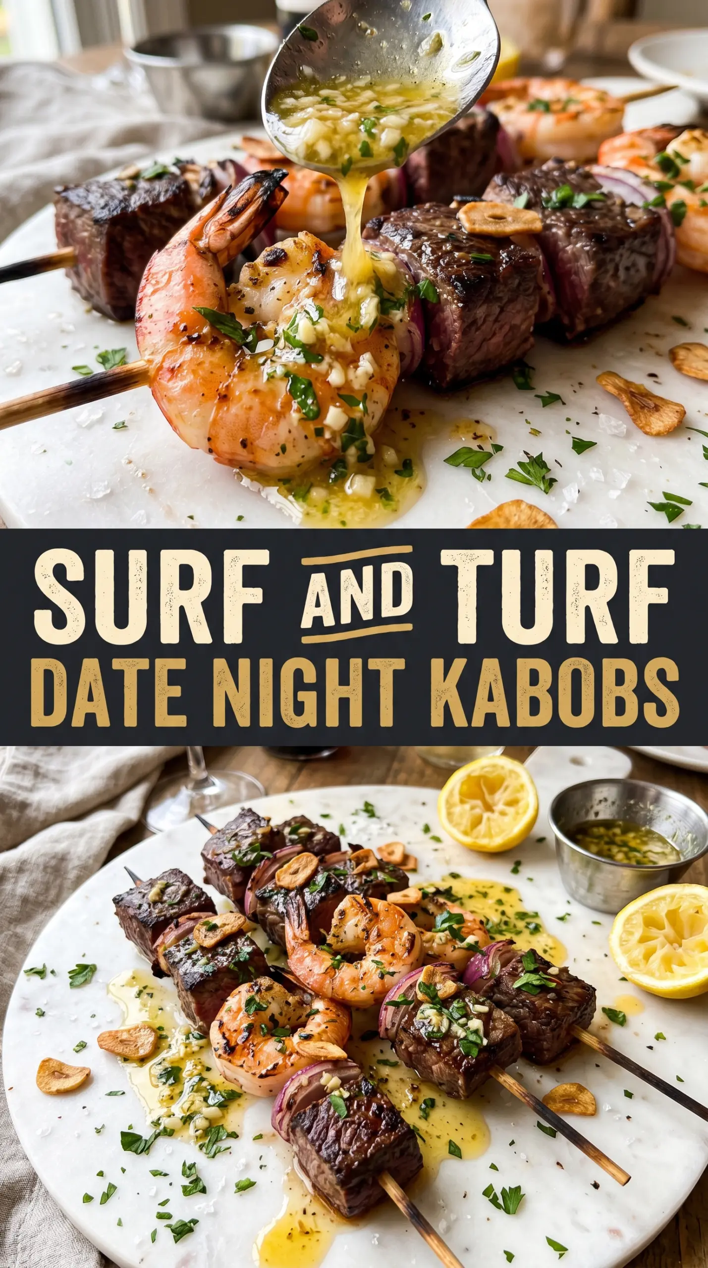 Grilled Garlic Butter Steak and Shrimp Kabobs juicy charred skewers