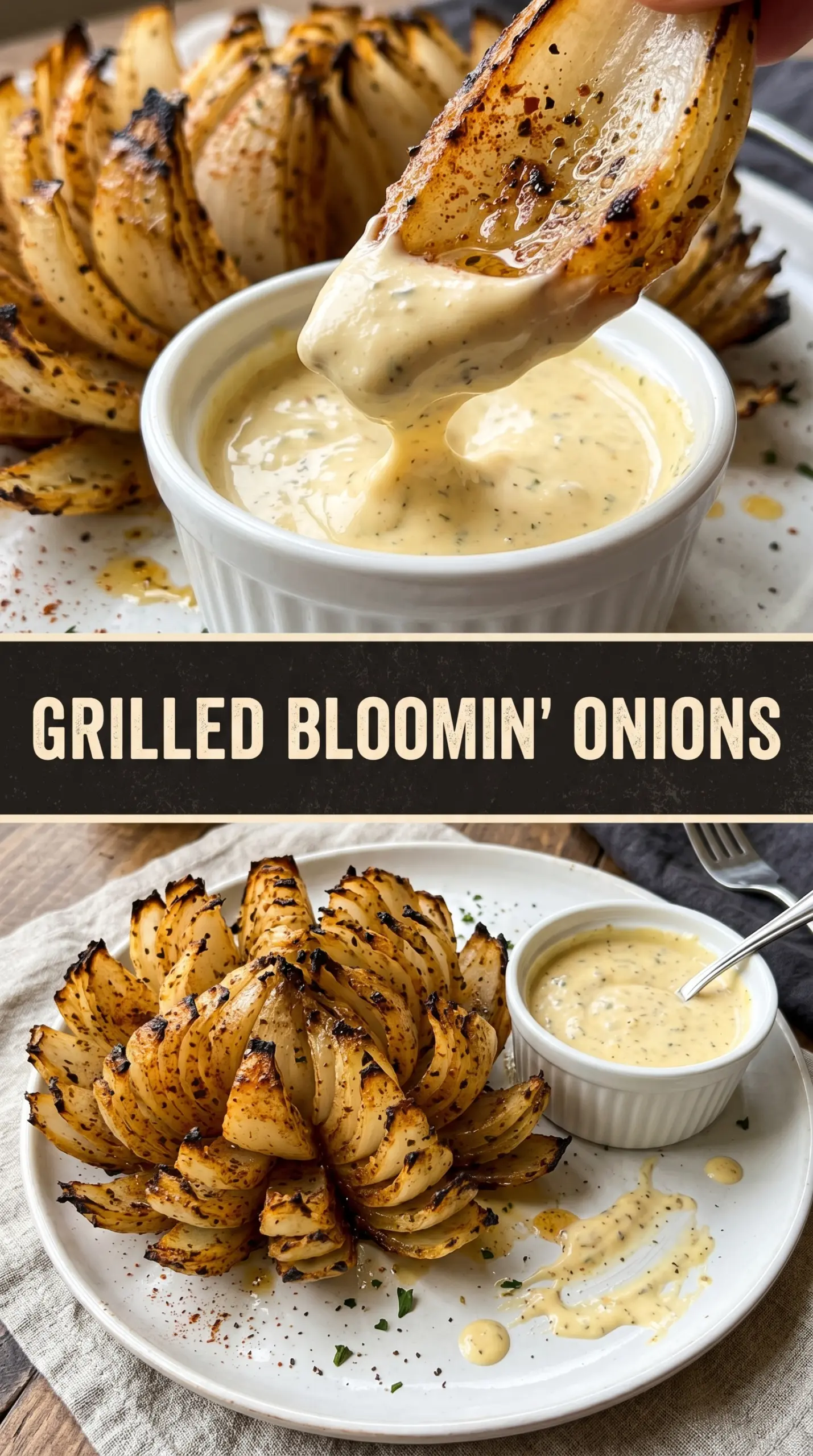 Grilled Onion Blossoms smoky charred
