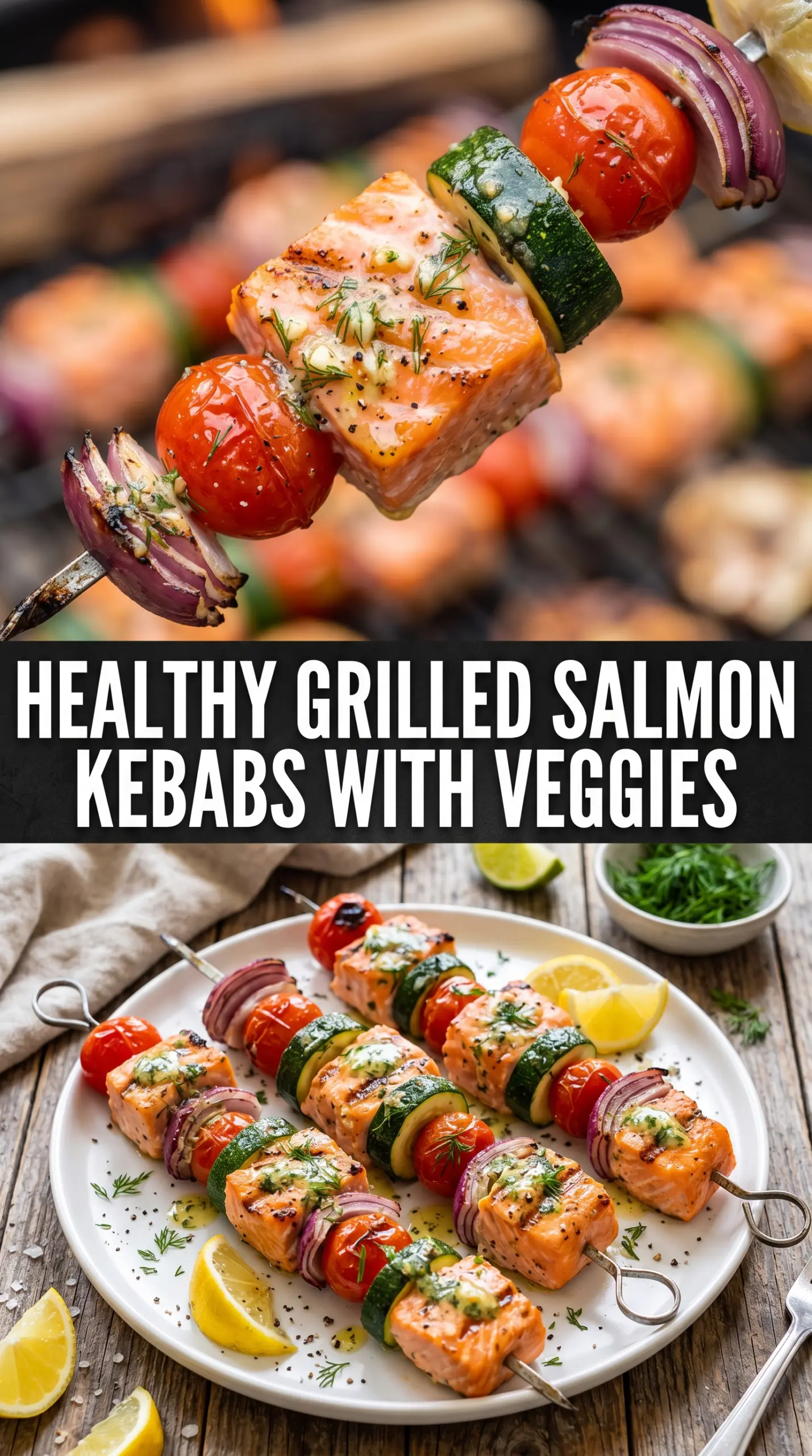 Grilled Salmon Kebabs lemon-herb colorful