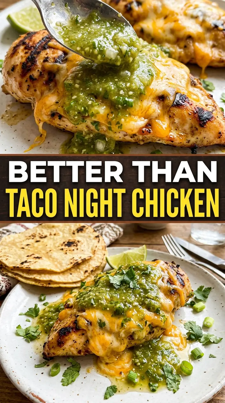 Grilled Salsa Verde Pepper Jack Chicken juicy cheesy tangy