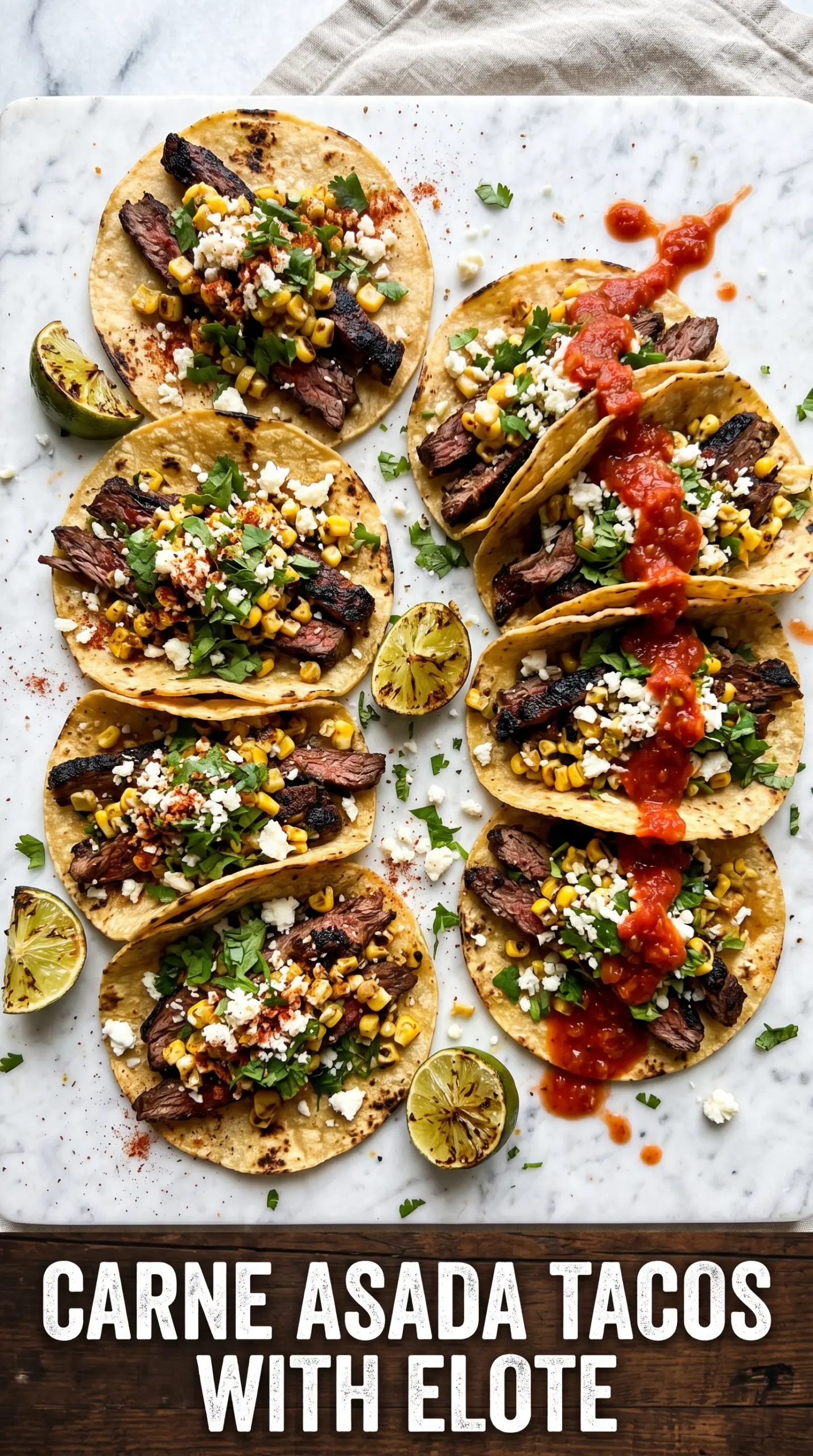 Grilled Steak Elote Tacos smoky creamy corn