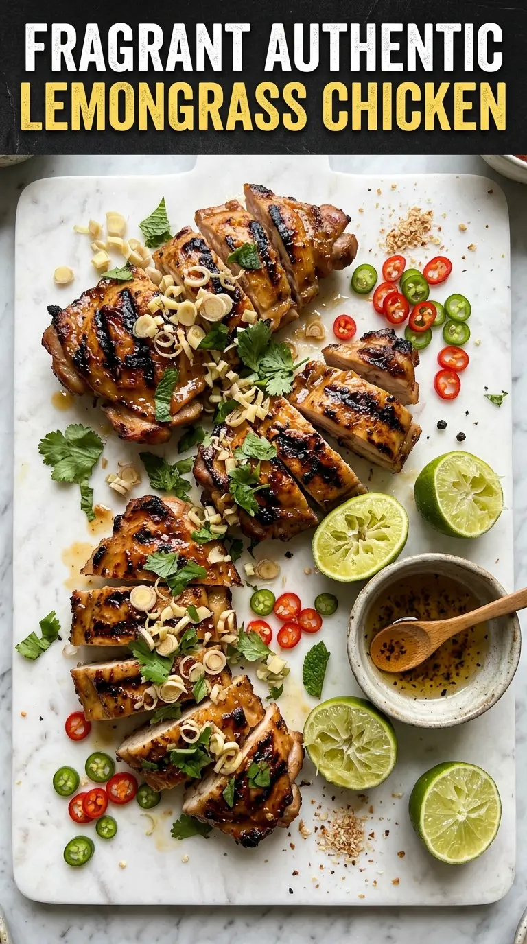 Grilled Vietnamese Lemongrass Chicken charred aromatic