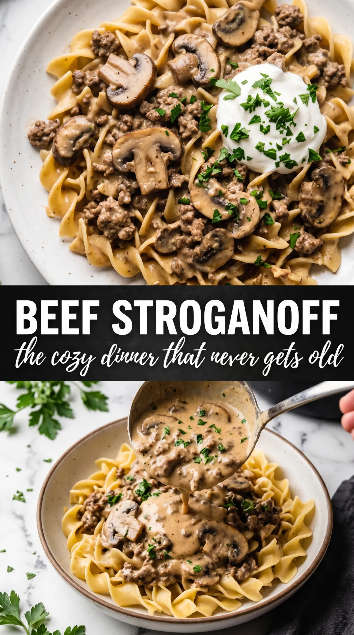 Ground Beef Stroganoff creamy mushroom noodles