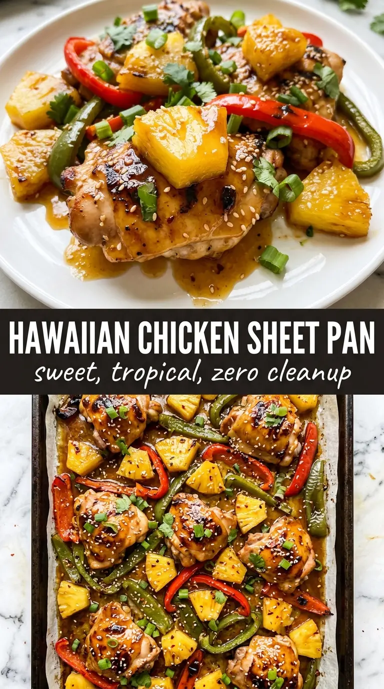 Hawaiian Chicken Sheet Pan caramelized pineapple golden chicken