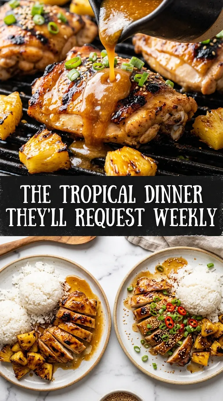 Hawaiian Chicken with Coconut Rice tropical chicken pineapple chicken