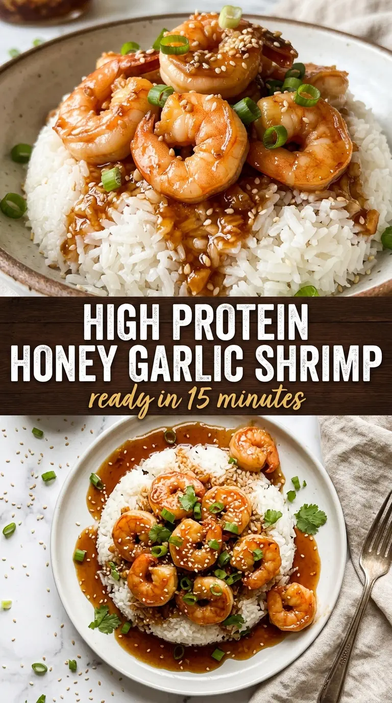High-Protein Honey Garlic Shrimp glossy shrimp rice