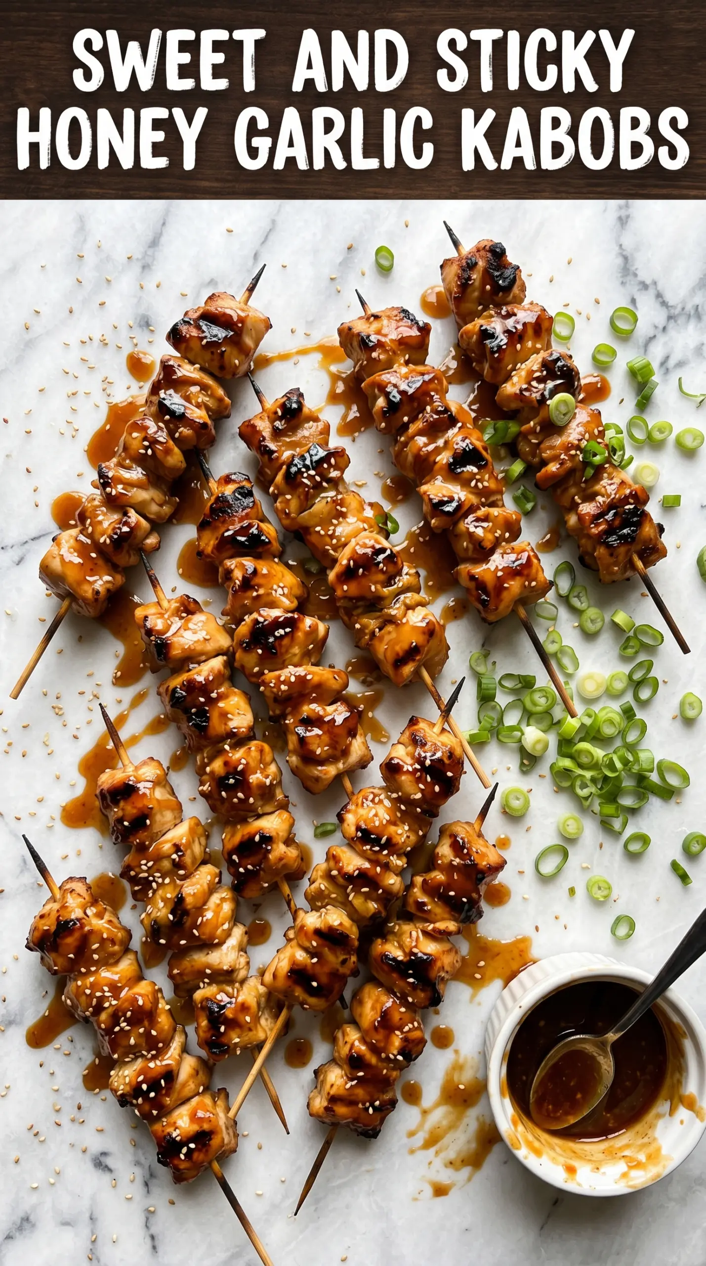 Honey Garlic Asian Chicken Kabobs sticky glazed skewers