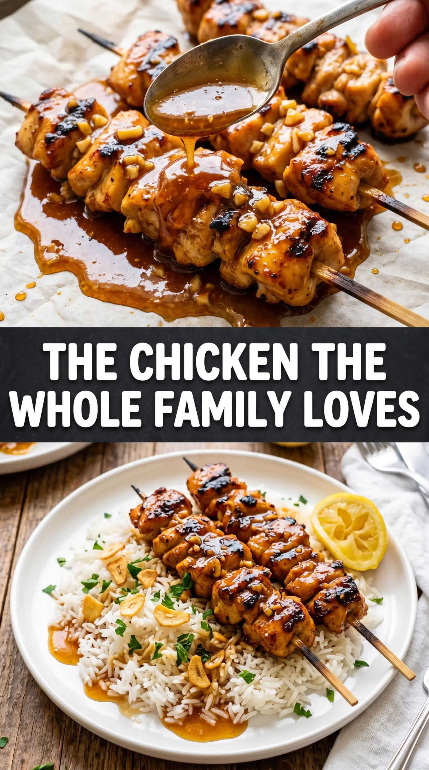 Honey Garlic Chicken Skewers sticky grilled glazed chicken