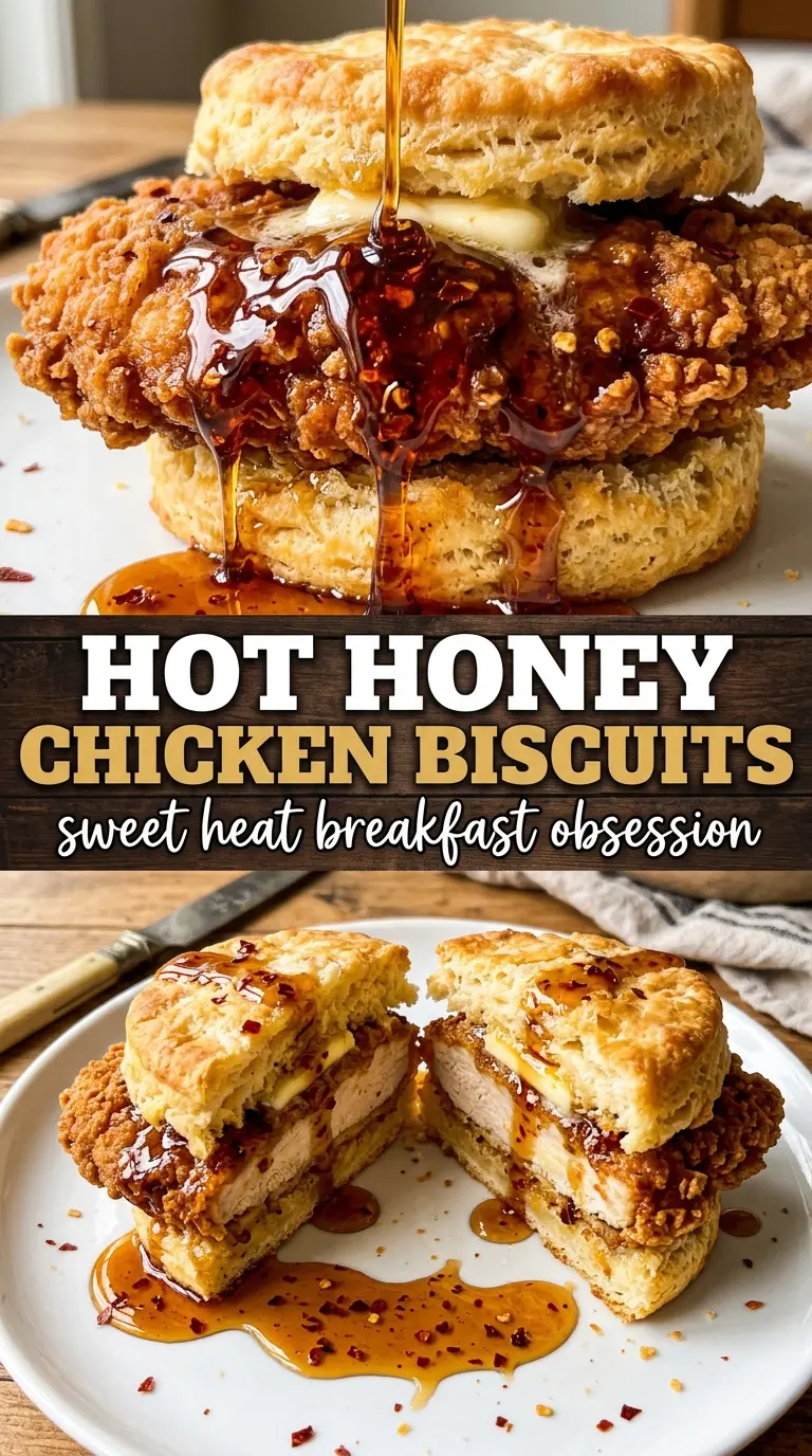 Hot Honey Chicken Biscuits crispy spicy cheesy