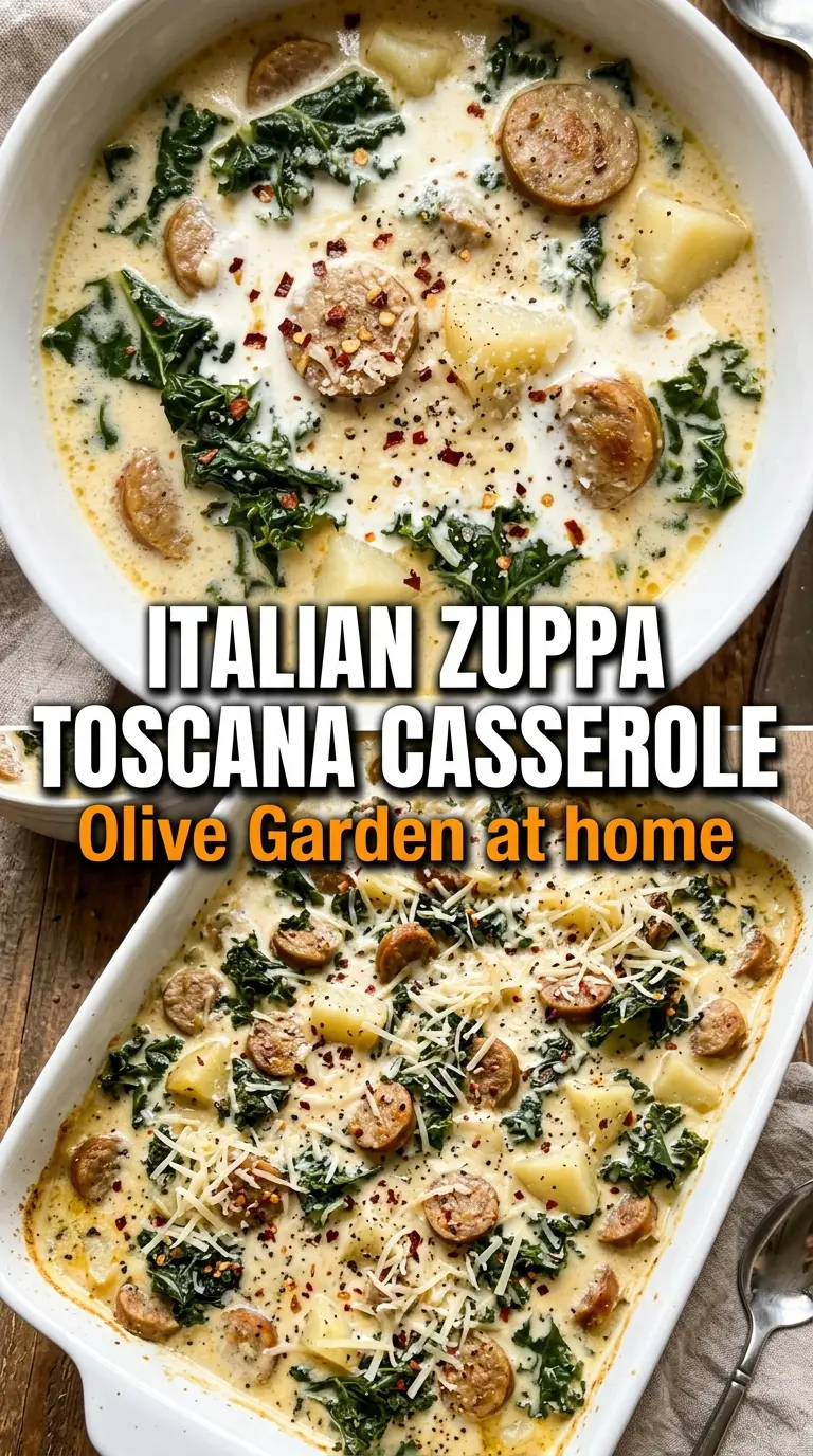 Italian Zuppa Toscana Casserole creamy sausage potato