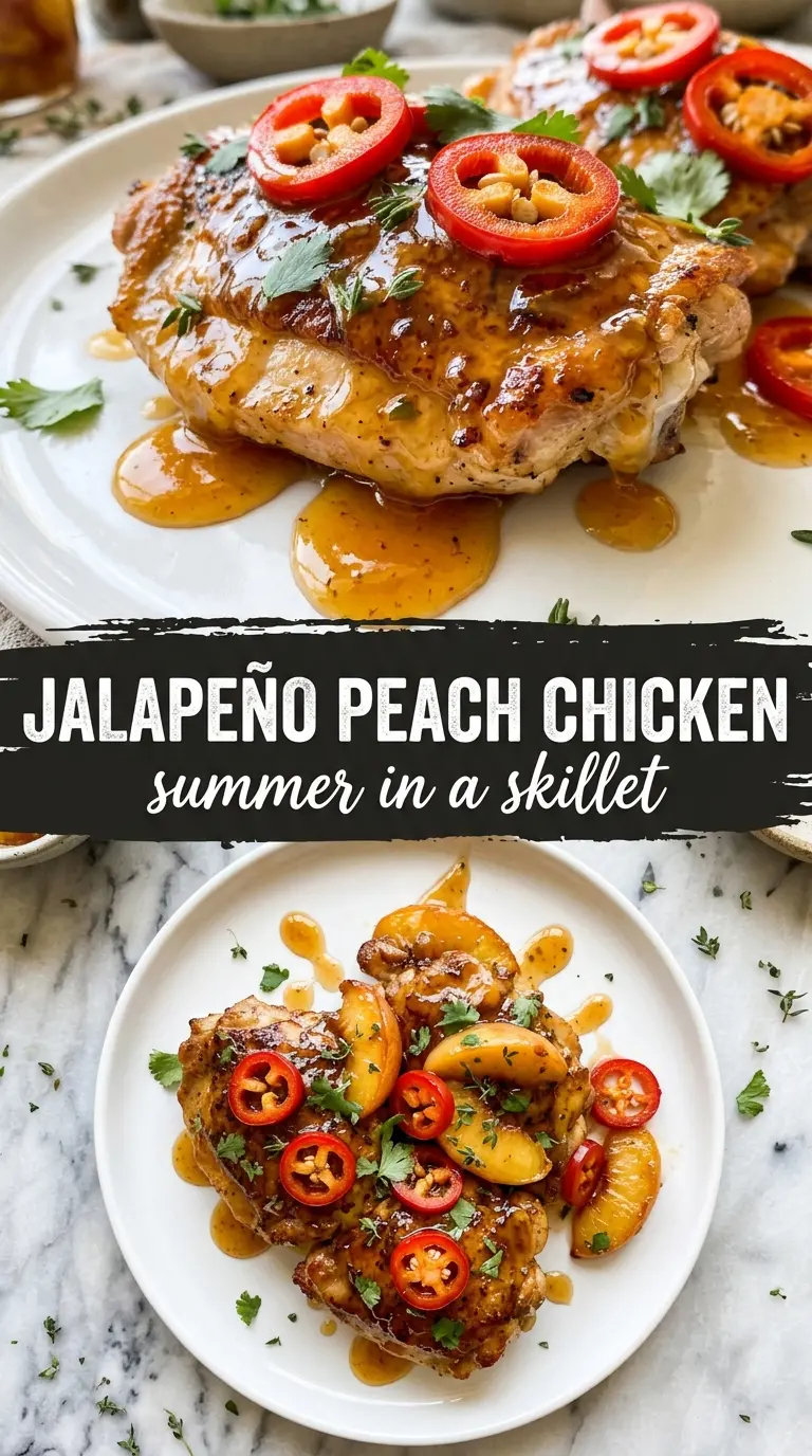 Jalapeño Peach Chicken sweet spicy glazed skillet chicken