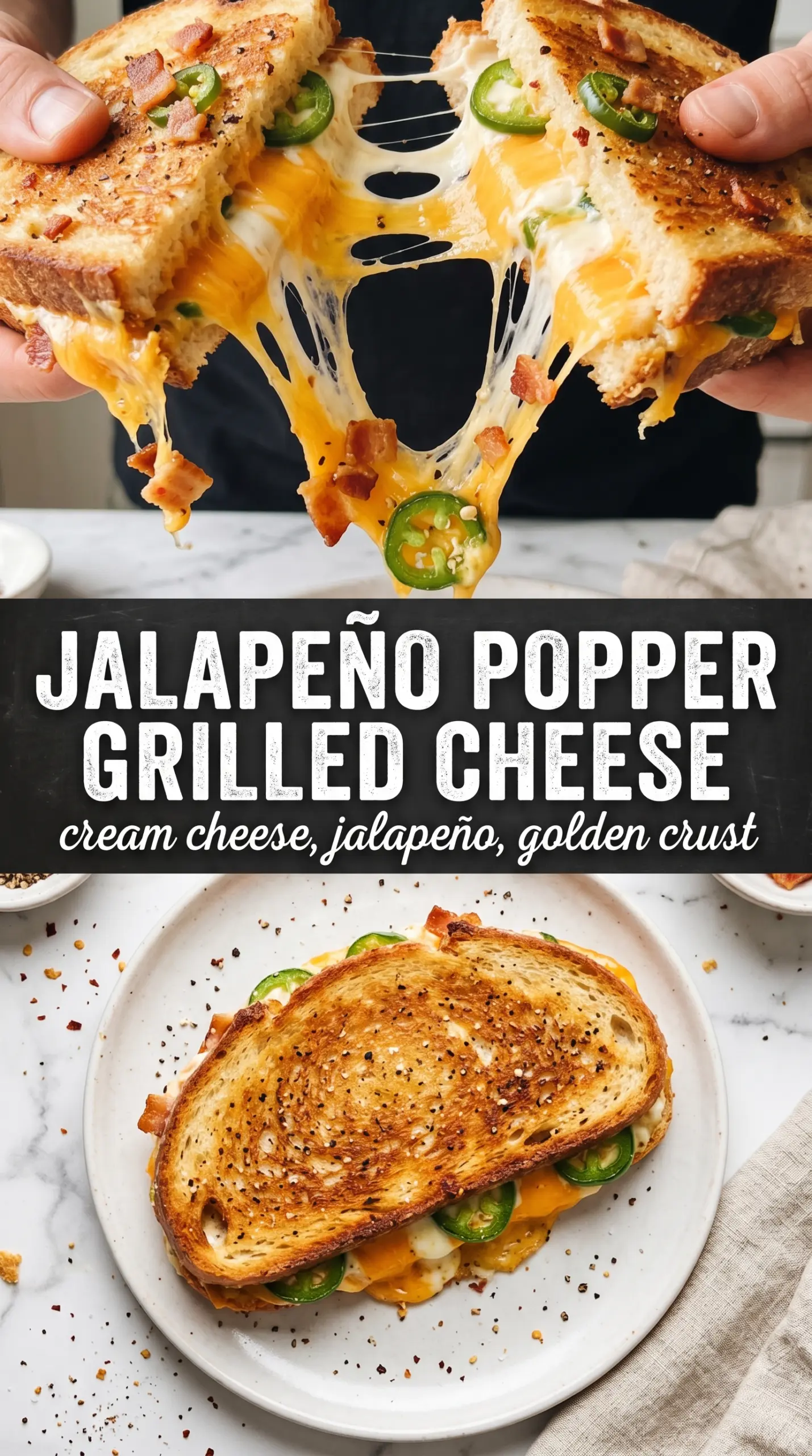Jalapeño popper grilled cheese, cheesy, crispy, spicy