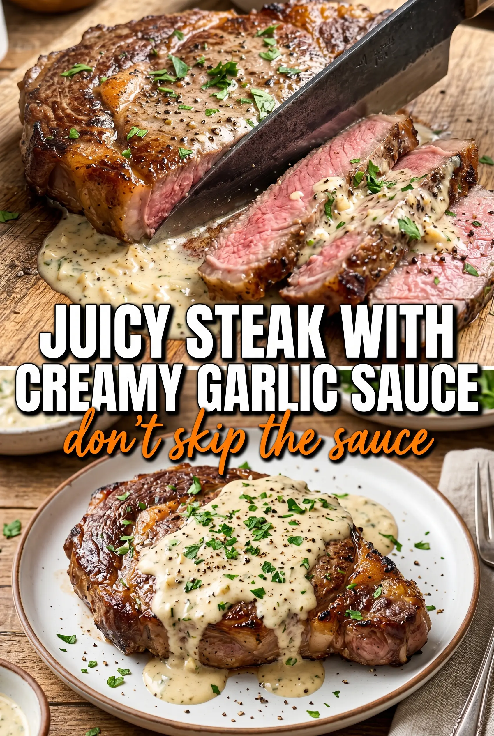 Juicy Steak with Creamy Garlic Sauce