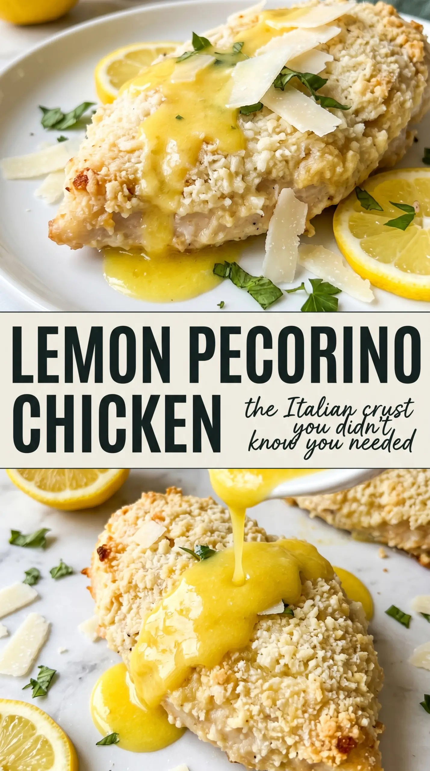 Lemon Pecorino crusted chicken crispy cheesy