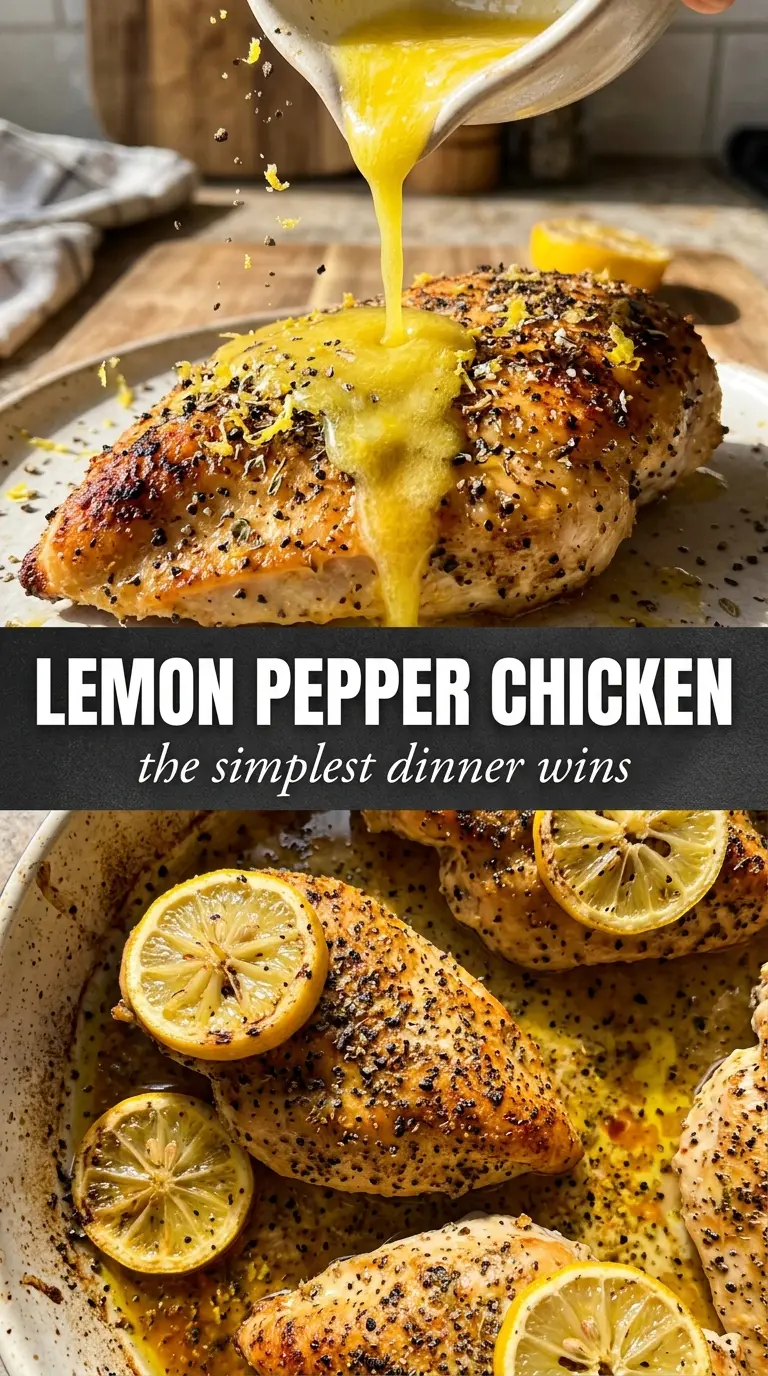 Lemon pepper chicken golden crust, bright citrus, skillet dinner