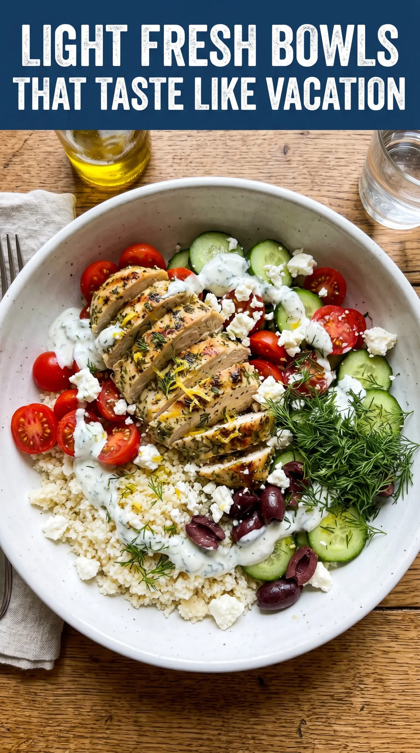 Mediterranean Lemon-Dill Chicken Bowls bright fresh