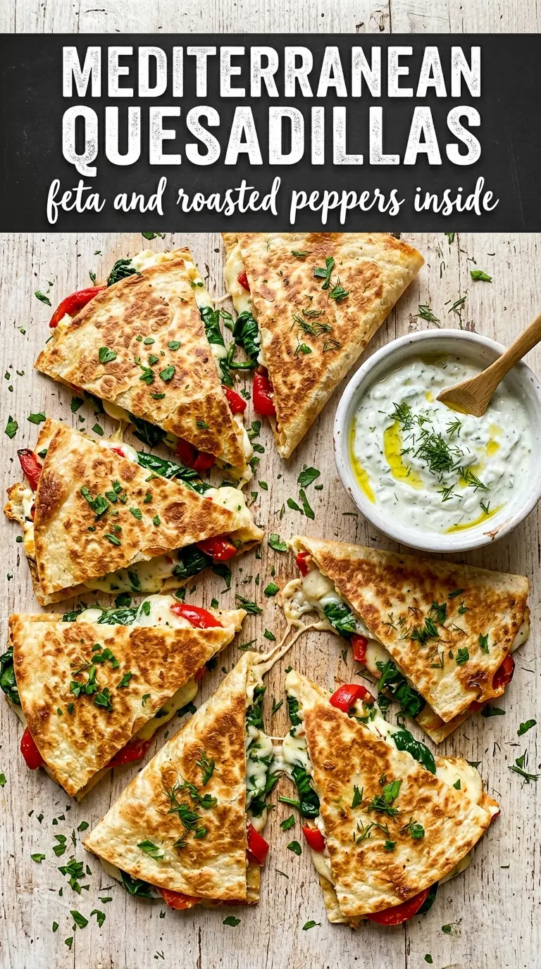 Mediterranean quesadillas golden crispy