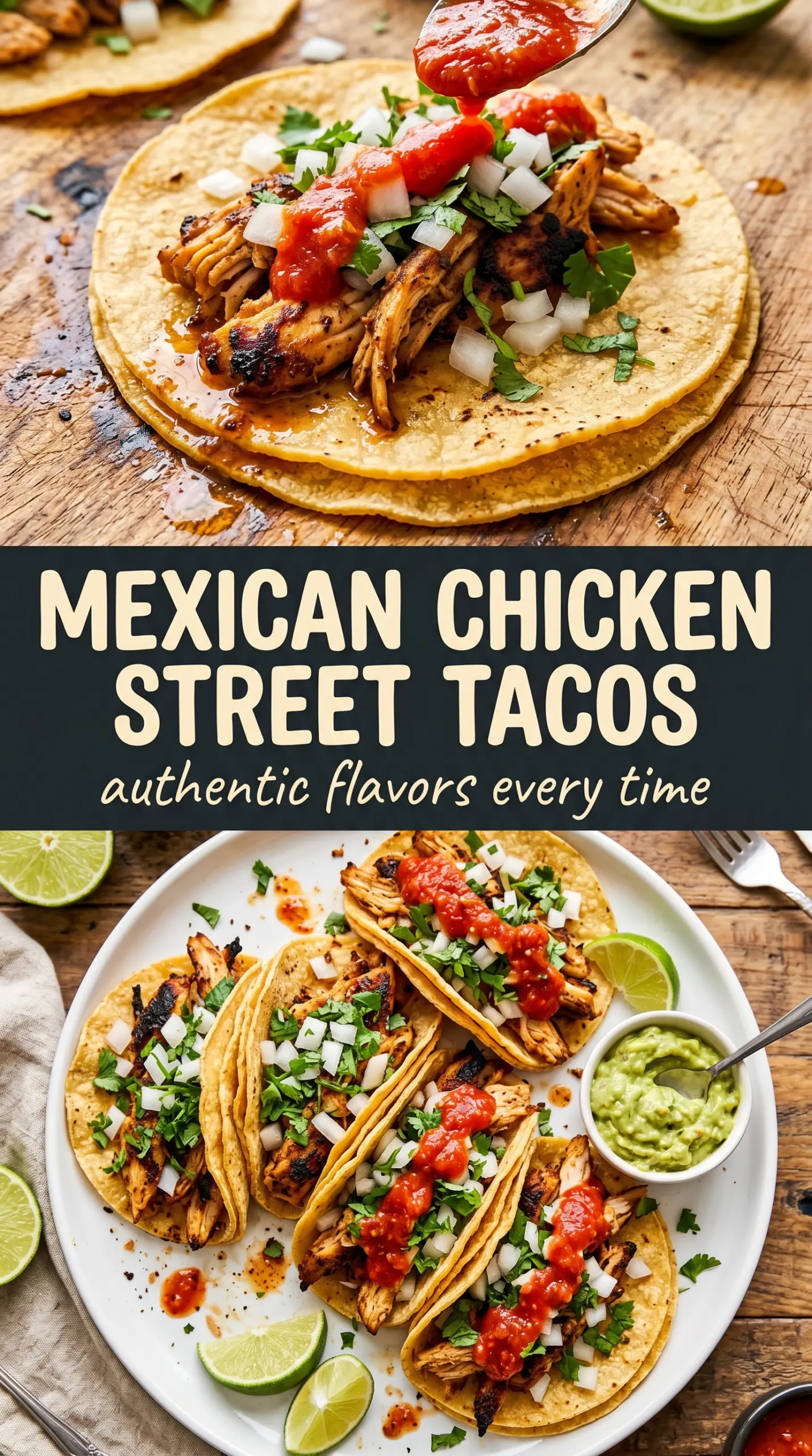 Mexican chicken street tacos charred lime-marinated