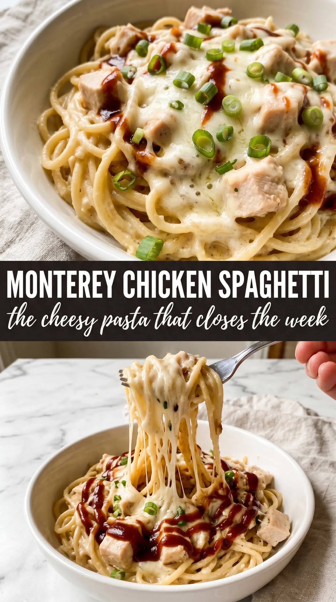 Monterey Chicken Spaghetti creamy cheesy casserole