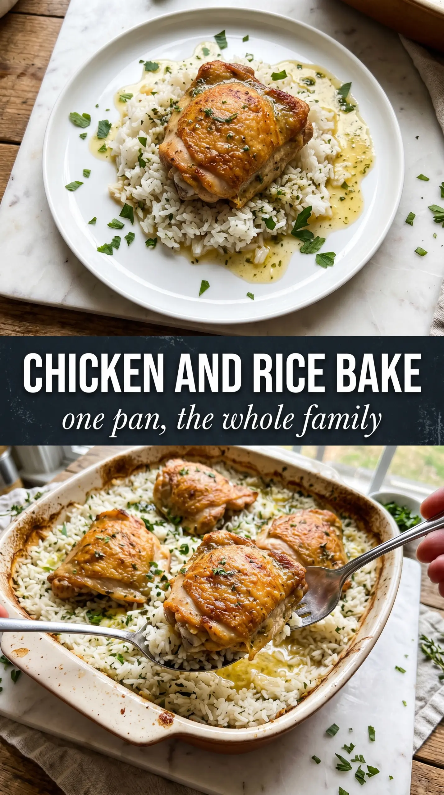 One-Pan Chicken and Rice Bake golden chicken herb rice