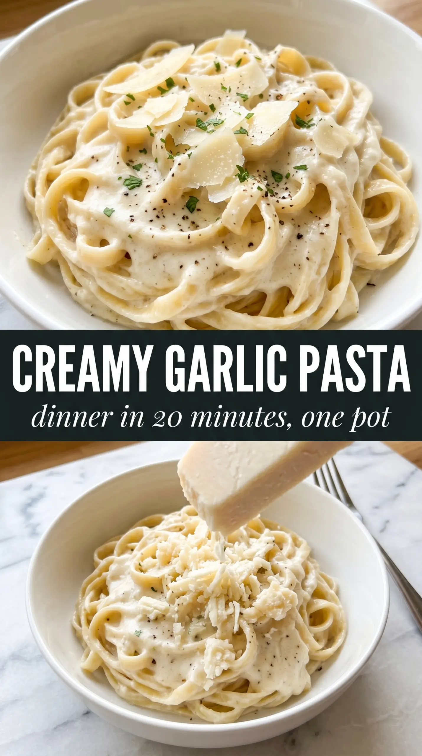 Creamy pasta with sauce coating noodles