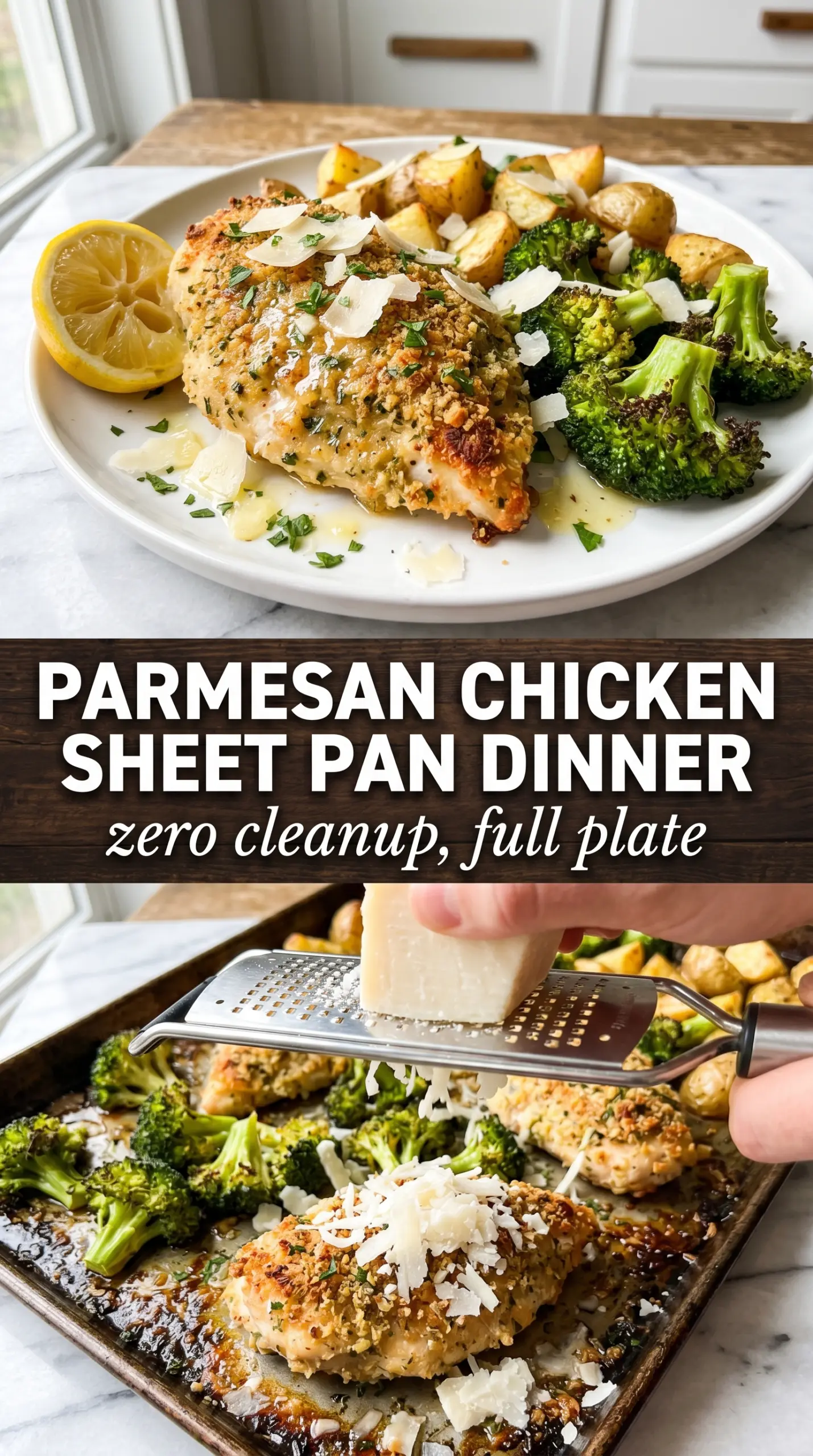 Parmesan Crusted Chicken Sheet Pan Dinner crispy golden