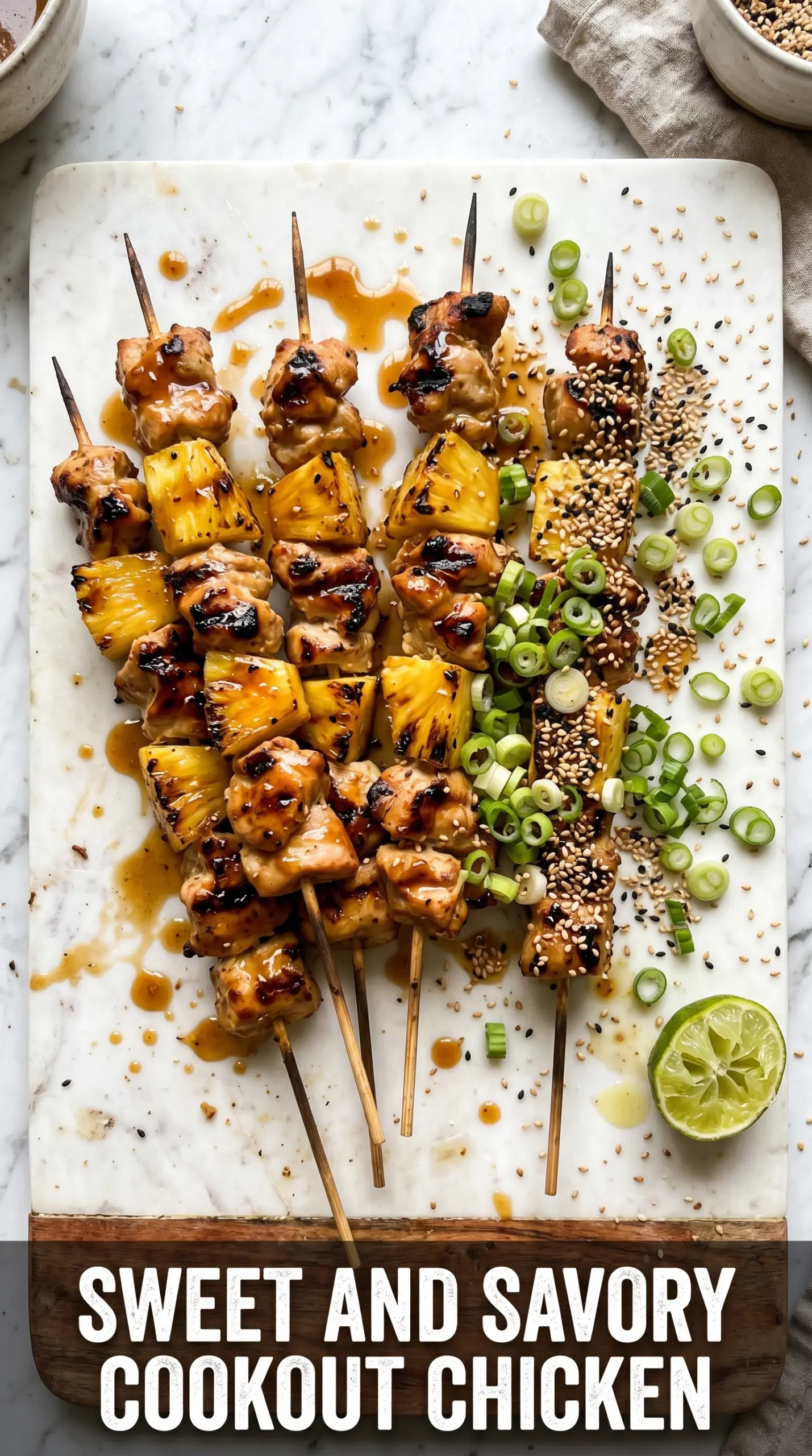 Pineapple Chicken Kebabs colorful tropical skewers