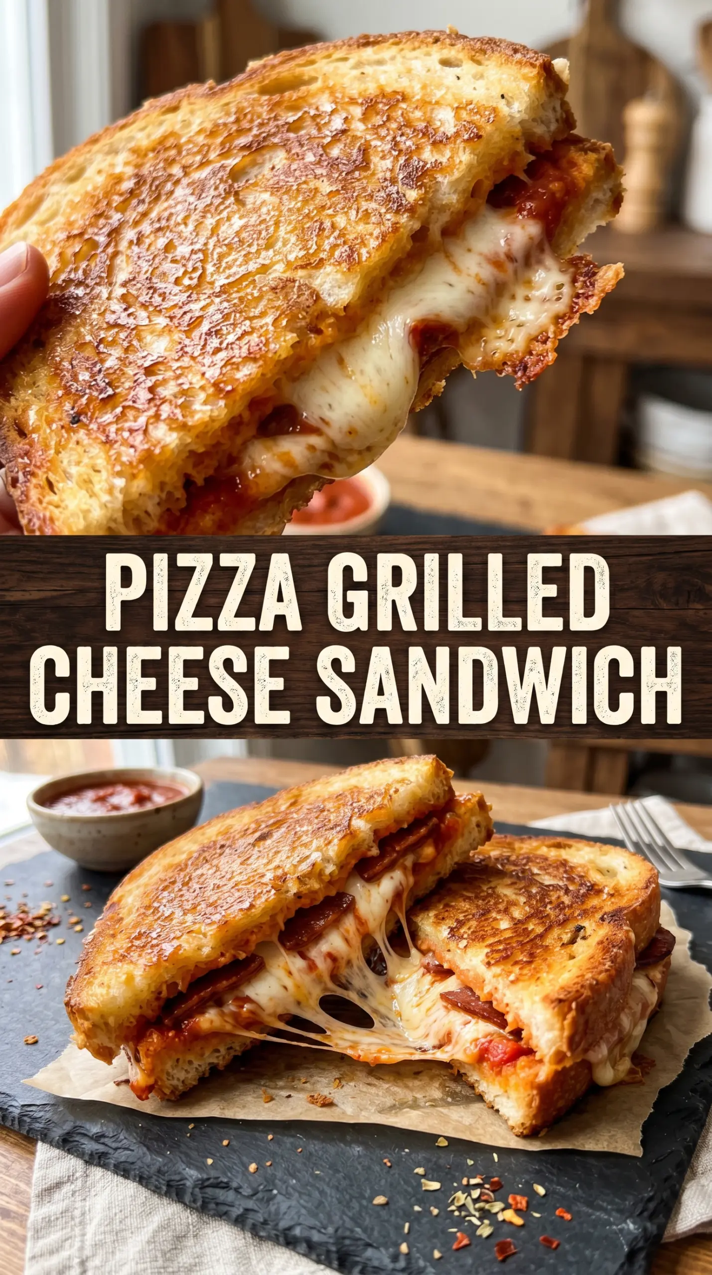 Pizza Grilled Cheese crispy melty pepperoni
