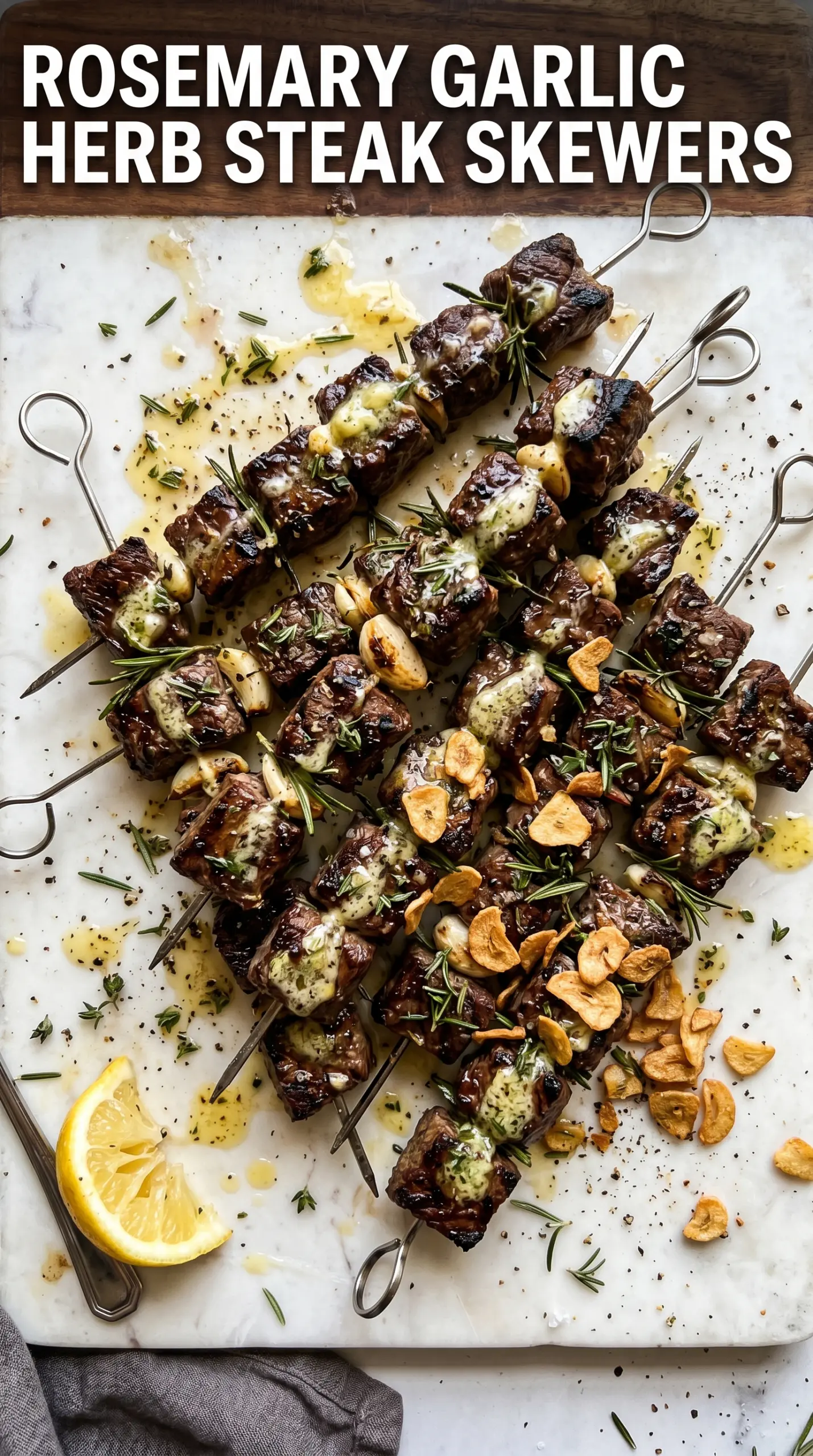 Rosemary garlic steak kebabs savory grilled