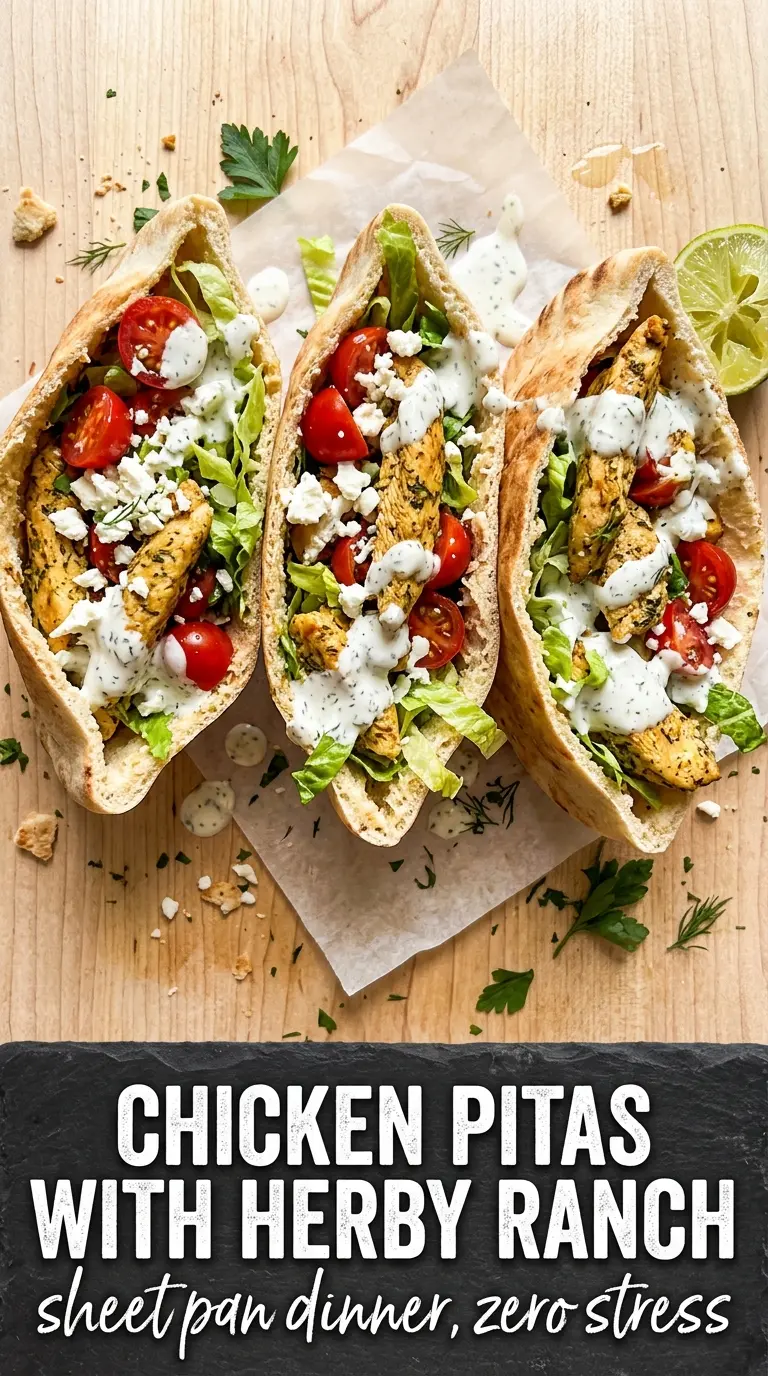 sheet pan chicken pitas with herby ranch juicy roasted chicken fresh vegetables