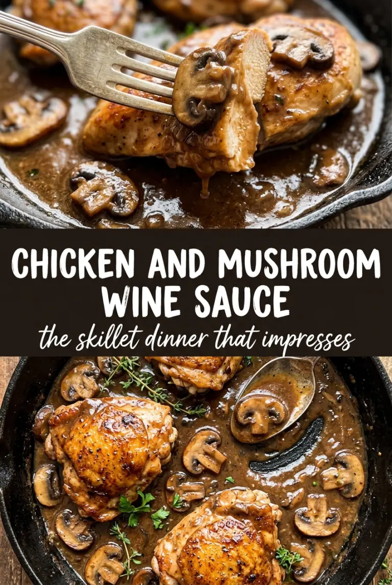 Skillet Chicken and Mushroom Wine Sauce