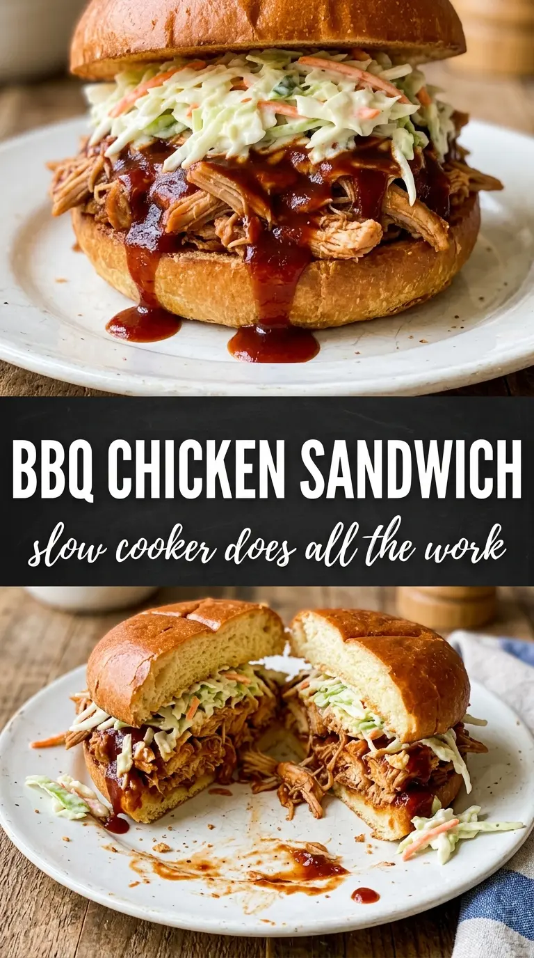 Slow cooker BBQ chicken saucy shredded